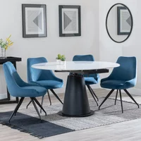 Click to view product details and reviews for Carrara Dining Set 4 Seater 135cm Round White Ceramic Extending 4x Arctic Swivel Dining Chairs Blue Velvet Fabric. Click to view product details and reviews for Carrara Dining Set 4 Seater 135cm Round White Ceramic Extending 4x Arctic Swivel Dining Chairs Blue Velvet Fabric.