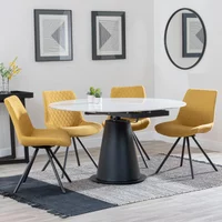 Click to view product details and reviews for Carrara Dining Set 4 Seater 135cm Round White Ceramic Extending 4x Boden Swivel Dining Chairs Yellow Fabric. Click to view product details and reviews for Carrara Dining Set 4 Seater 135cm Round White Ceramic Extending 4x Boden Swivel Dining Chairs Yellow Fabric.