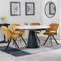 Click to view product details and reviews for Carrara Dining Set 4 Seater 135cm Round White Ceramic Extending 4x Ion Swivel Dining Chairs Mustard Velvet Fabric. Click to view product details and reviews for Carrara Dining Set 4 Seater 135cm Round White Ceramic Extending 4x Ion Swivel Dining Chairs Mustard Velvet Fabric.