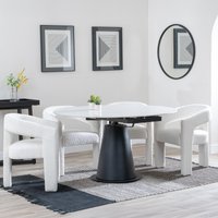 Click to view product details and reviews for Carrara Dining Set 4 Seater 135cm Round White Ceramic Extending 4x Kiefer Dining Chairs Cream Boucle Fabric. Click to view product details and reviews for Carrara Dining Set 4 Seater 135cm Round White Ceramic Extending 4x Kiefer Dining Chairs Cream Boucle Fabric.