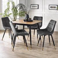 View Findlay dining set - walnut - 4 seater - 90cm - square - 4 hadid grey chairs View Findlay dining set - walnut - 4 seater - 90cm - square - 4 hadid grey chairs