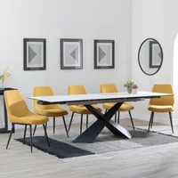 Click to view product details and reviews for Hayden Dining Set 6 12 Seater 160cm 240cm White Ceramic Extending Darwin Dining Chairs Yellow Fabric. Click to view product details and reviews for Hayden Dining Set 6 12 Seater 160cm 240cm White Ceramic Extending Darwin Dining Chairs Yellow Fabric.