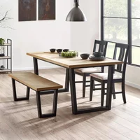 View Hilton dining set - 180cm - 6 seater - herringbone - 2 chairs & 1 bench - oak View Hilton dining set - 180cm - 6 seater - herringbone - 2 chairs & 1 bench - oak