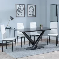 Click to view product details and reviews for Maldon Dining Set 6 Seater 160cm Black Ceramic Metro Dining Chairs White Leather Black Legs. Click to view product details and reviews for Maldon Dining Set 6 Seater 160cm Black Ceramic Metro Dining Chairs White Leather Black Legs.