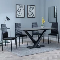 Click to view product details and reviews for Maldon Dining Set 6 Seater 160cm Grey Ceramic Metro Dining Chairs Black Leather Black Legs. Click to view product details and reviews for Maldon Dining Set 6 Seater 160cm Grey Ceramic Metro Dining Chairs Black Leather Black Legs.