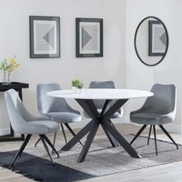 Click to view product details and reviews for Novara Dining Set 4 Seater 130cm Round White Ceramic 4x Arctic Dining Chairs Grey Velvet Fabric Swivel. Click to view product details and reviews for Novara Dining Set 4 Seater 130cm Round White Ceramic 4x Arctic Dining Chairs Grey Velvet Fabric Swivel.