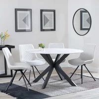 Click to view product details and reviews for Novara Dining Set 4 Seater 130cm Round White Ceramic 4x Boden Dining Chairs Cream Fabric Swivel. Click to view product details and reviews for Novara Dining Set 4 Seater 130cm Round White Ceramic 4x Boden Dining Chairs Cream Fabric Swivel.