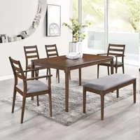 View Orlando dining set - 6 seater - 150cm - walnut - with bench View Orlando dining set - 6 seater - 150cm - walnut - with bench
