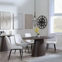View Palma dining set - 6 seater - 180cm - oval - walnut - darwin dining chairs - cream fabric View Palma dining set - 6 seater - 180cm - oval - walnut - darwin dining chairs - cream fabric