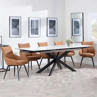 View Sutton extending dining set - 6-8 seater - 140cm-200cm - white ceramic - ace dining chairs - orange fabric - swivel View Sutton extending dining set - 6-8 seater - 140cm-200cm - white ceramic - ace dining chairs - orange fabric - swivel