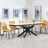 Click to view product details and reviews for Sutton Dining Set 4 8 Seater 140cm 200cm Extending White Ceramic Corona Dining Chairs Yellow Fabric. Click to view product details and reviews for Sutton Dining Set 4 8 Seater 140cm 200cm Extending White Ceramic Corona Dining Chairs Yellow Fabric.