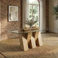 View Newton dining table - 6 seater - 180cm - glass and oak View Newton dining table - 6 seater - 180cm - glass and oak