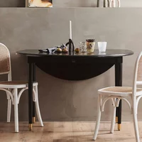 Click to view product details and reviews for Ahr Dining Table 6 Seater 119cm Round Drop Leaf Black Mango Wood. Click to view product details and reviews for Ahr Dining Table 6 Seater 119cm Round Drop Leaf Black Mango Wood.