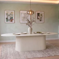 View Patrice fluted dining table - 300cm - 12 seater - oval - pedestal - off white - mango wood View Patrice fluted dining table - 300cm - 12 seater - oval - pedestal - off white - mango wood
