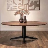 View Stafford dining table - 230cm - 10 seater - oval - spicebrown and black - mango wood and metal View Stafford dining table - 230cm - 10 seater - oval - spicebrown and black - mango wood and metal