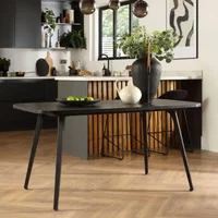 View Adam curved dining table - 180cm - 8 seater - black - wooden View Adam curved dining table - 180cm - 8 seater - black - wooden