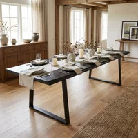 View Trunk industrial dining table - 300cm - 12 seater - live edge - u legs - matt black - wood and metal View Trunk industrial dining table - 300cm - 12 seater - live edge - u legs - matt black - wood and metal