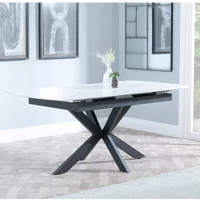 Click to view product details and reviews for Bari Extending Dining Table 4 6 Seater 140cm 180cm White Ceramic Black Star Base. Click to view product details and reviews for Bari Extending Dining Table 4 6 Seater 140cm 180cm White Ceramic Black Star Base.