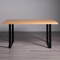 View Ramsay oak dining table - 6 seater - 160cm - black u leg View Ramsay oak dining table - 6 seater - 160cm - black u leg
