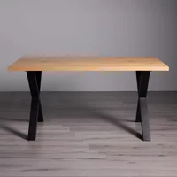 View Ramsay oak dining table - 6 seater - 160cm - black x leg View Ramsay oak dining table - 6 seater - 160cm - black x leg
