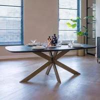 View Cambon dark oak and brass 12 seater dining table with spider legs View Cambon dark oak and brass 12 seater dining table with spider legs