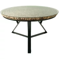 View Driftwood dining table - 4 seater - 130cm - round - glass top View Driftwood dining table - 4 seater - 130cm - round - glass top