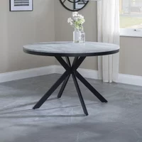 View Clearance - ezra 4 seater grey concrete round dining table with black spider legs - 120cm View Clearance - ezra 4 seater grey concrete round dining table with black spider legs - 120cm