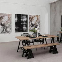 View Hampstead dining table - 8 seater - 200cm - pine wood and metal View Hampstead dining table - 8 seater - 200cm - pine wood and metal