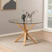 Click to view product details and reviews for Heaven Round Dining Table 4 Seater 119cm Glass With Oak Star Legs. Click to view product details and reviews for Heaven Round Dining Table 4 Seater 119cm Glass With Oak Star Legs.