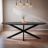 View Jesper dining table - 240cm - 10 seater - oval - star base - black - mango wood View Jesper dining table - 240cm - 10 seater - oval - star base - black - mango wood