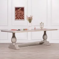 View Linda grey washed mango wood double pedestal dining table - 12 seater - 260cm View Linda grey washed mango wood double pedestal dining table - 12 seater - 260cm