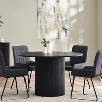 Click to view product details and reviews for Louis Dining Table 120cm 4 Seater Round Black Fluted Base. Click to view product details and reviews for Louis Dining Table 120cm 4 Seater Round Black Fluted Base.