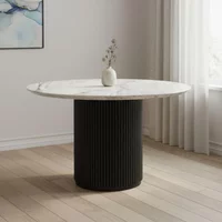 Click to view product details and reviews for Lucas Black Round Fluted Dining Table 4 Seater 120cm White Marble Top. Click to view product details and reviews for Lucas Black Round Fluted Dining Table 4 Seater 120cm White Marble Top.