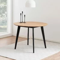 View Roxby round dining table - 4 seater - 105cm - oak and black View Roxby round dining table - 4 seater - 105cm - oak and black