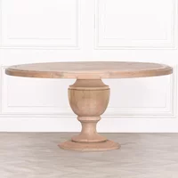 View Rustic mango wood pedestal dining table - round - 8 seater - 162cm View Rustic mango wood pedestal dining table - round - 8 seater - 162cm