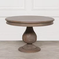View Rustic reclaimed wood pedestal dining table - round - 4 seater - 120cm View Rustic reclaimed wood pedestal dining table - round - 4 seater - 120cm