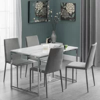 Click to view product details and reviews for Scala Dining Table 4 Seater White Marble Effect And Chrome. Click to view product details and reviews for Scala Dining Table 4 Seater White Marble Effect And Chrome.