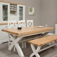 Click to view product details and reviews for Deluxe Painted Extending Dining Table 8 10 Seater 200cm 280cm X Leg. Click to view product details and reviews for Deluxe Painted Extending Dining Table 8 10 Seater 200cm 280cm X Leg.