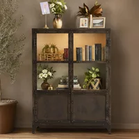 View Ibiza display cabinet - 2 door - dark brown - glass and metal View Ibiza display cabinet - 2 door - dark brown - glass and metal