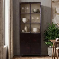 View Zamora display cabinet - 2 door - dark brown - glass and metal View Zamora display cabinet - 2 door - dark brown - glass and metal