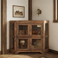 View Unique one of a kind - corner display cabinet - 2 door - rustic brown - glass and wood View Unique one of a kind - corner display cabinet - 2 door - rustic brown - glass and wood