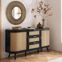 Click to view product details and reviews for Noah Medium Sideboard 150cm 2 Door Black And Rattan. Click to view product details and reviews for Noah Medium Sideboard 150cm 2 Door Black And Rattan.