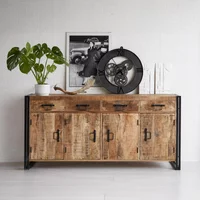 View Cosmo sideboard - 4 door 4 drawer - extra large - industrial style - wooden and metal View Cosmo sideboard - 4 door 4 drawer - extra large - industrial style - wooden and metal