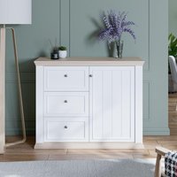 View Pontypool sideboard - 1 door - 3 drawer - white and riva oak View Pontypool sideboard - 1 door - 3 drawer - white and riva oak