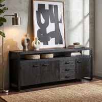 View Norris sideboard - 3 door - 3 drawer - extra large - charcoal - rustic mango wood View Norris sideboard - 3 door - 3 drawer - extra large - charcoal - rustic mango wood