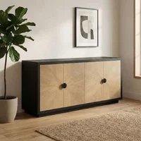 View Marseille sideboard - 4 door - large - oak and black - wooden View Marseille sideboard - 4 door - large - oak and black - wooden