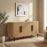 View Stockholm curved fulted sideboard - 4 door - large - light oak - wooden View Stockholm curved fulted sideboard - 4 door - large - light oak - wooden