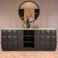 View Claremont sideboard - 4 door - extra large - geometric - brown - travertine top View Claremont sideboard - 4 door - extra large - geometric - brown - travertine top