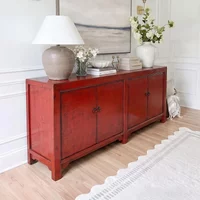 View Distressed sideboard - 4 door - 200cm - extra large - red - wooden View Distressed sideboard - 4 door - 200cm - extra large - red - wooden