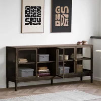 View Zamora sideboard - 4 door - large - dark brown - glass and oak View Zamora sideboard - 4 door - large - dark brown - glass and oak